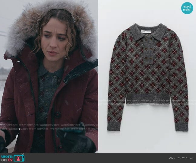 Zara Argyle Knit Sweater worn by Sarah Cooper (Stella Baker) on The Republic of Sarah