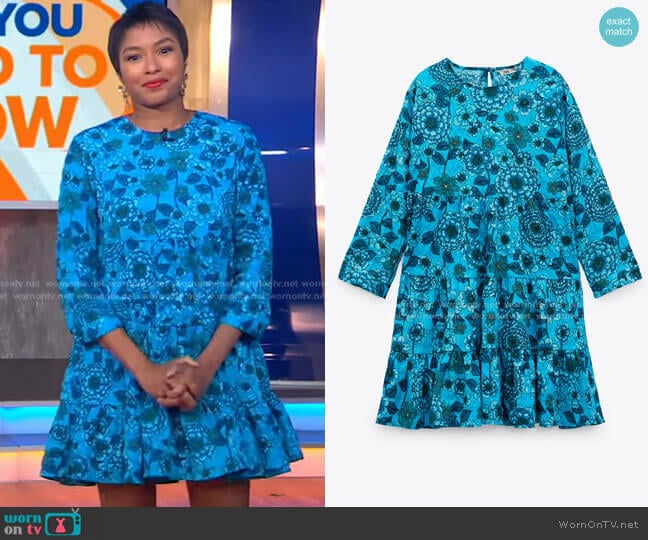 Floral Print Dress by Zara worn by Alicia L Quarles on GMA