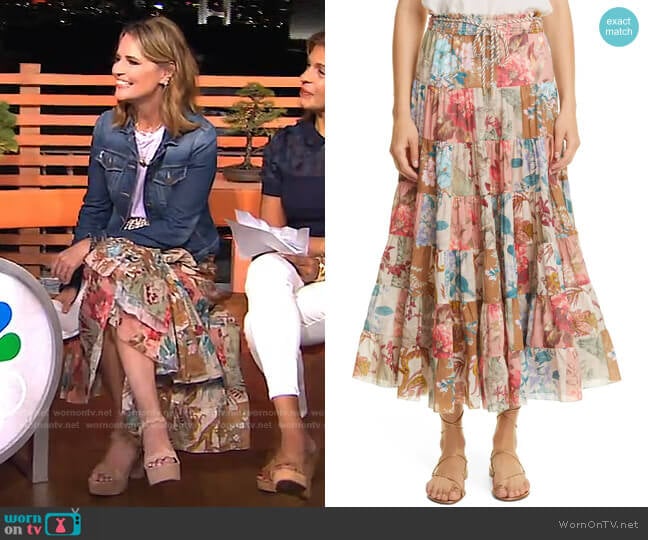 Cassia Patch Midi Skirt by Zimmermann worn by Savannah Guthrie on Today