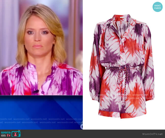 Shelly Tie Dye Chiffon Playsuit by Zimmermann worn by Sara Haines on The View