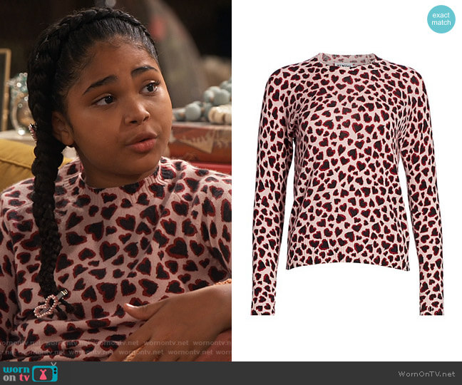 27 Miles Malibu Heart-Print Cashmere Sweater worn by Millicent (Jaidyn Triplett) on iCarly