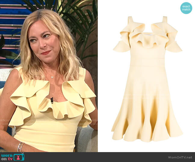 Cold-Shoulder Ruffle-Trim Minidress by Alexander McQueen worn by Sutton Stracke on E! News Daily Pop