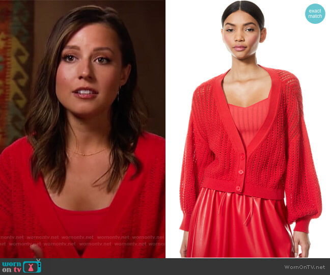 Winsor Deep-V Slouchy Cardigan by Alice + Olivia worn by Katie Thurston on The Bachelorette