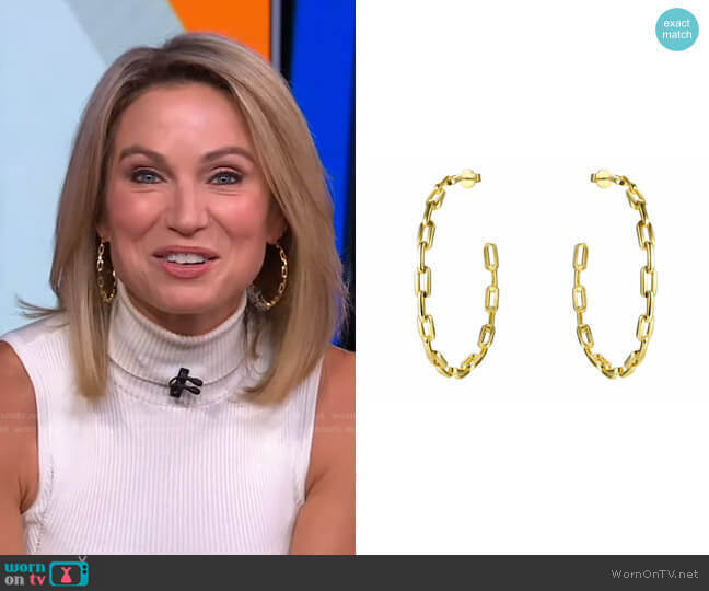 Anchor Chain Hoops by Accessory Concierge worn by Amy Robach on Good Morning America