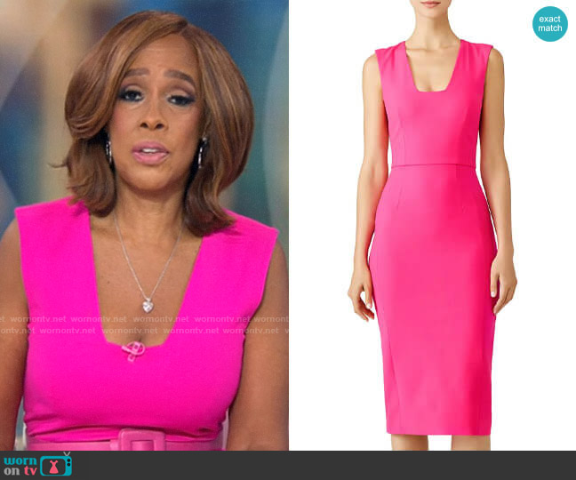 Antonio Berardi Sleeveless Wool Dress In Fuchsia worn by Gayle King on CBS Mornings