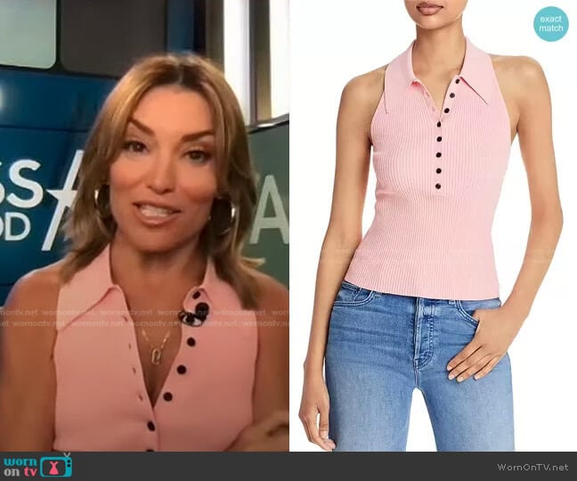 Asher Ribbed Top by A.L.C. worn by Kit Hoover on Access Hollywood