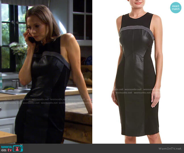 Faux Leather-Trimmed Dress by Bcbgmaxazria worn by Ava Vitali (Tamara Braun ) on Days of our Lives