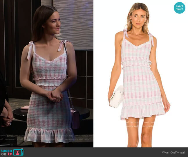 Smocked Mini Dress by BCBGeneration worn by Avery Kristen Pohl on General Hospital worn by Esme (Avery Kristen Pohl) on General Hospital