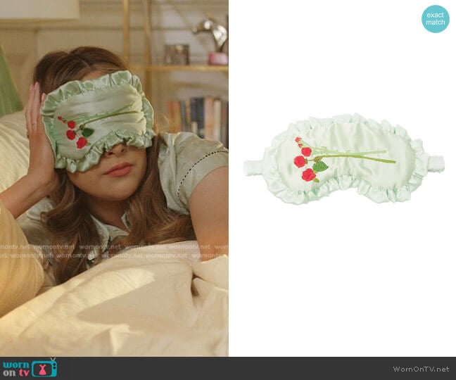 Rose-Embroidered Silk Eye Mask by Bernadette worn by Fallon Carrington (Elizabeth Gillies) on Dynasty