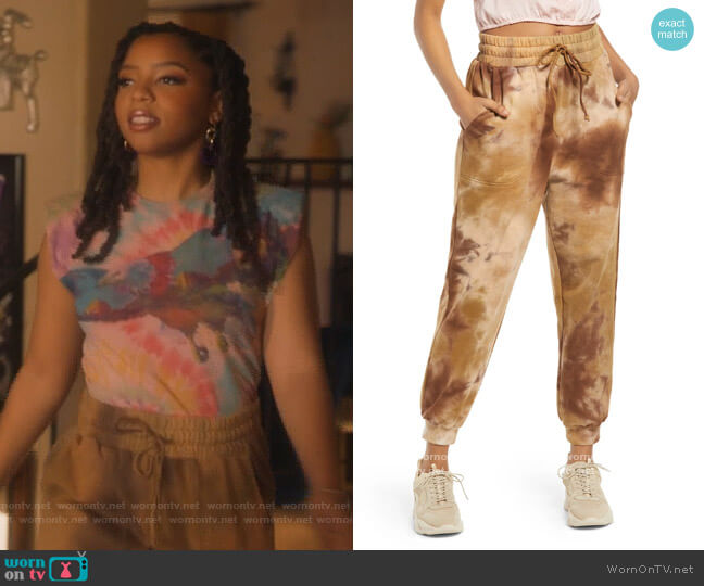 Tie Dye Drawstring Sweatpants by BP worn by Jazlyn Forster (Chloe Bailey) on Grown-ish