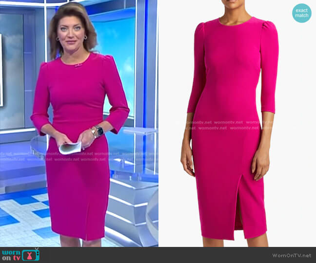 WornOnTV: Norah’s pink three quarter sleeve sheath dress on CBS Evening ...