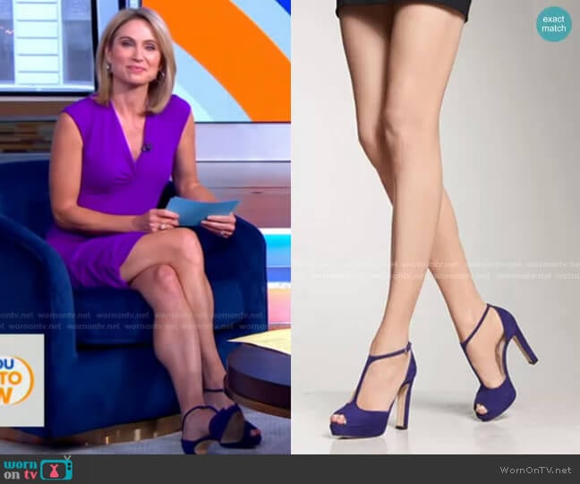 Baileigh Ultra Violet Suede Sandals by L.K. Bennett worn by Amy Robach on Good Morning America