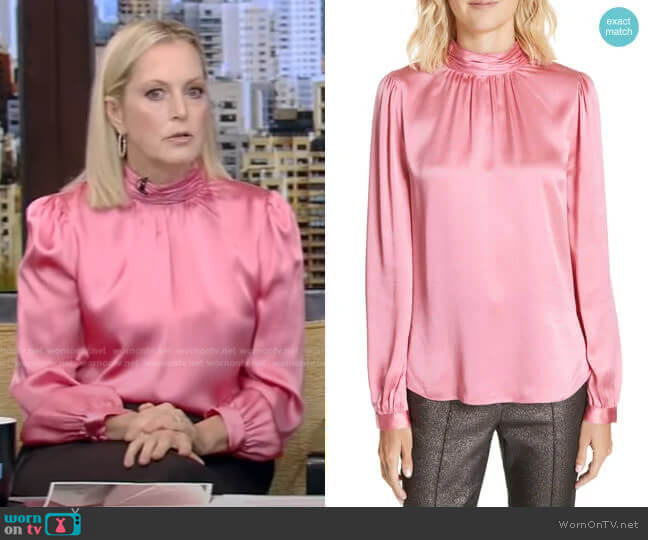 Chilton Bow Back Silk Blouse by Veronica Beard worn by Ali Wentworth on Live with Kelly and Ryan