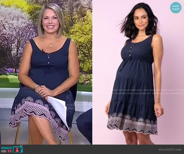 Cotton Embroidered Maternity Sundress by Seraphine Maternity worn by Dylan Dreyer on Today