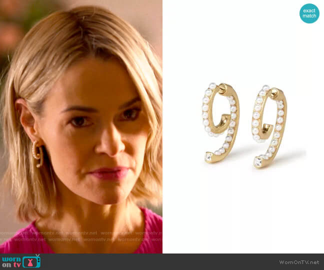 Demarson Pearl Luna Earrings worn by Alice Pieszecki (Leisha Hailey) on The L Word Generation Q