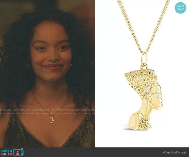 Egyptian Pharaoh Bust Necklace by Sterling Forever worn by Zoya Lott (Whitney Peak) on Gossip Girl