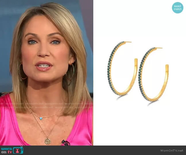 Emerald CZ Hoops by Accessory Concierge worn by Amy Robach on Good Morning America