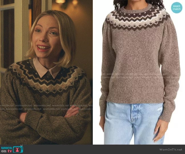 Fair Isle Merino Wool & Cashmere Blend Sweater by Frame worn by Kate Keller (Tavi Gevinson) on Gossip Girl