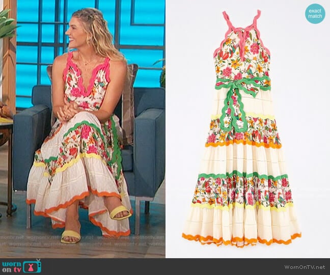 Toucan's Garden Sleeveless Maxi Dress by Farm Rio worn by Amanda Kloots on The Talk