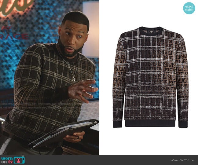 Blurred FF Sweater by Fendi worn by Robert Christopher Riley on Dynasty