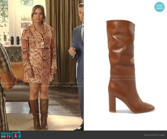 Laura Leather Knee Boot by Gianvito Rossi worn by Cristal Jennings (Daniella Alonso) on Dynasty