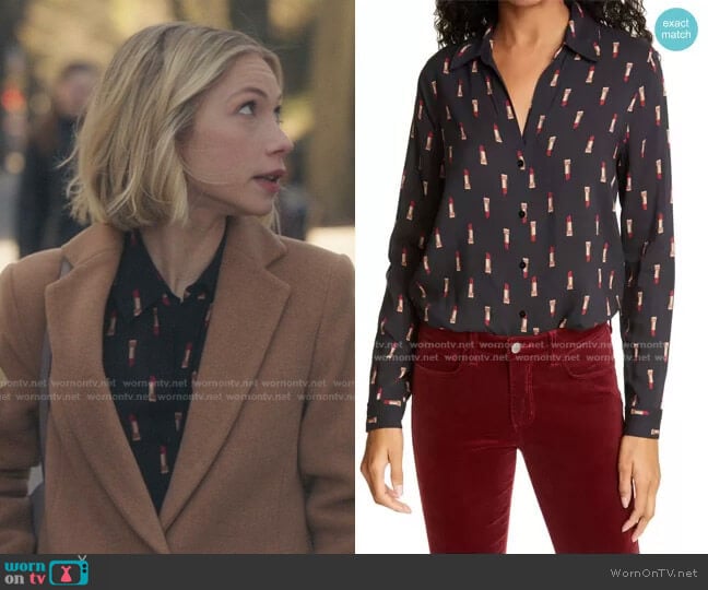 Holly Lipstick Print Blouse by L'Agence worn by Kate Keller (Tavi Gevinson) on Gossip Girl