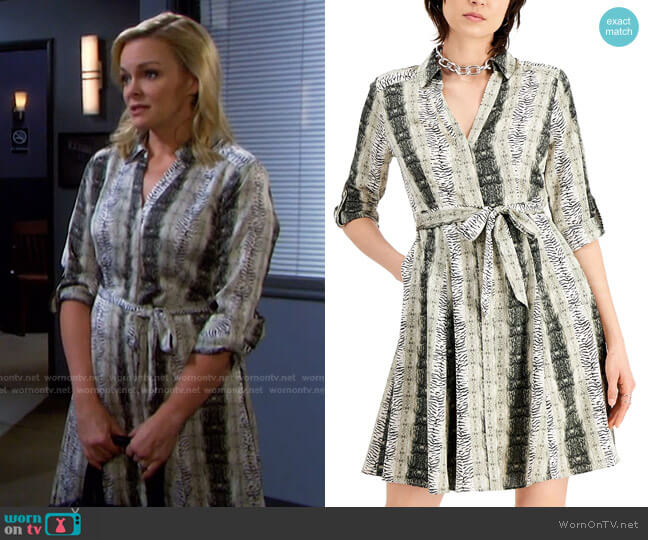 Printed Belted Shirtdress by INC International Concepts worn by Belle Brady (Martha Madison) on Days of our Lives