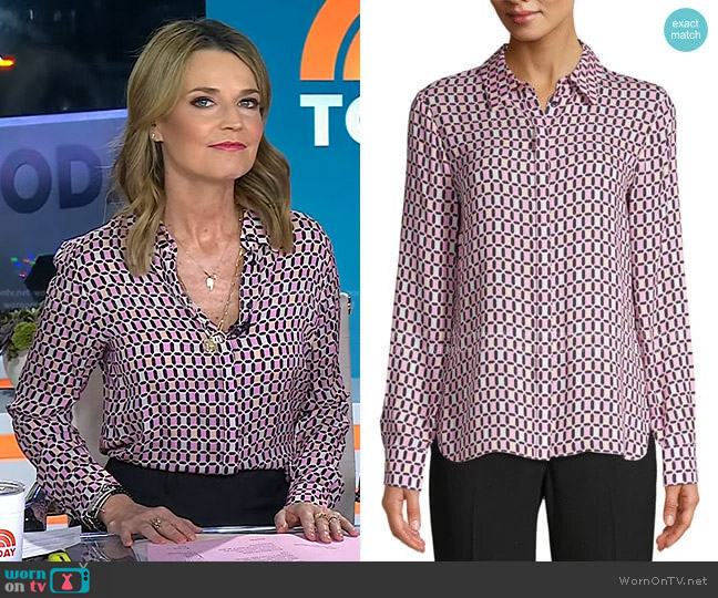 WornOnTV: Savannah’s pink geometric print blouse on Today | Savannah ...