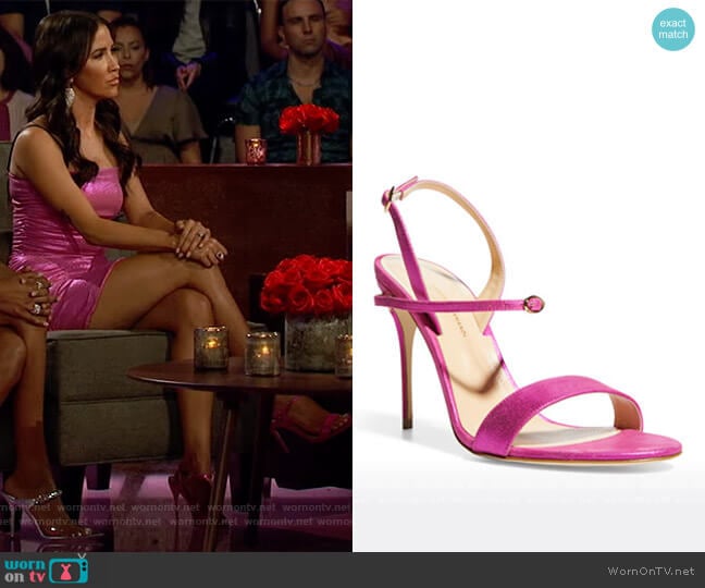 105mm Metallic Goatskin Stiletto Sandals by Jennifer Chamandi worn by Kaitlyn Bristowe on The Bachelorette