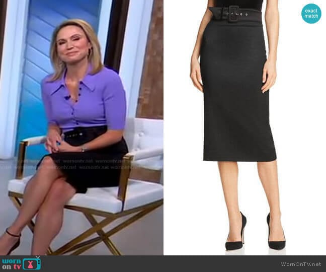 WornOnTV: Amy’s purple ribbed polo and black skirt on Good Morning ...