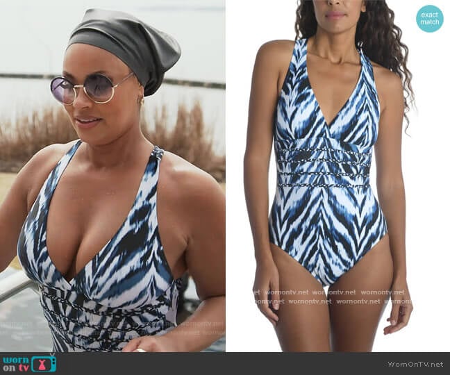 Animal Instinct Cross Back One-Piece Swimsuit by La Blanca worn by Robyn Dixon on The Real Housewives of Potomac