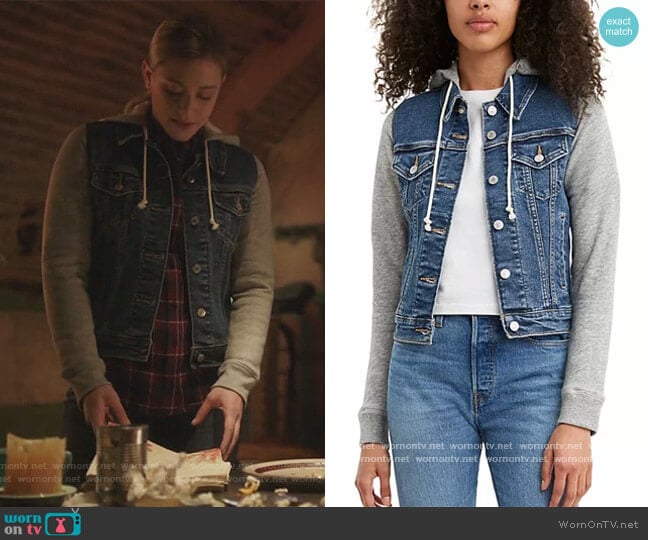 Hybrid Hooded Original Trucker Jacket by Levis worn by Betty Cooper (Lili Reinhart) on Riverdale