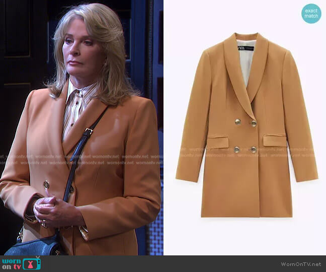 Long Double Breasted Blazer by Zara worn by Marlena Evans (Deidre Hall) on Days of our Lives