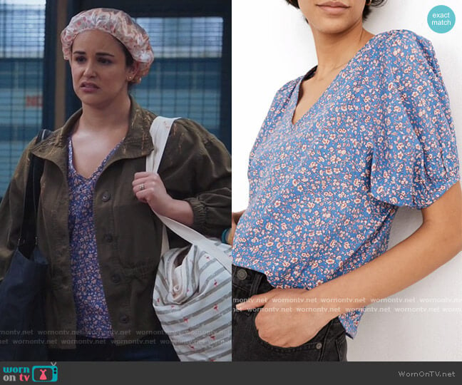 Cassidy Puff Sleeve Top by Madewell worn by Amy Santiago (Melissa Fumero) on Brooklyn Nine-Nine