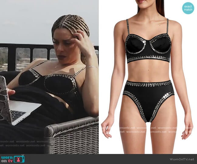 Studded Bustier Bralette Bikini Top by Norma Kamali worn by Robyn Dixon on The Real Housewives of Potomac