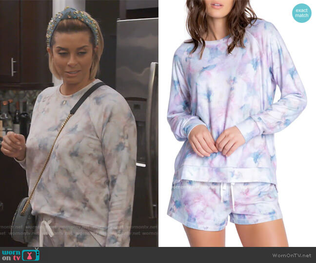 Marble Print Jersey Sweatshirt by PJ Salvage worn by Robyn Dixon on The Real Housewives of Potomac