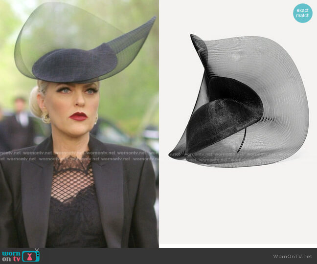 Tulle Sinamay Straw And Mesh Hat by Philip Treacy worn by Alexis Carrington (Elaine Hendrix) on Dynasty