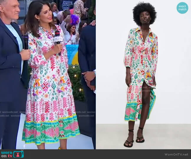 Printed Shirtdress by Zara worn by Cecilia Vega on Good Morning America