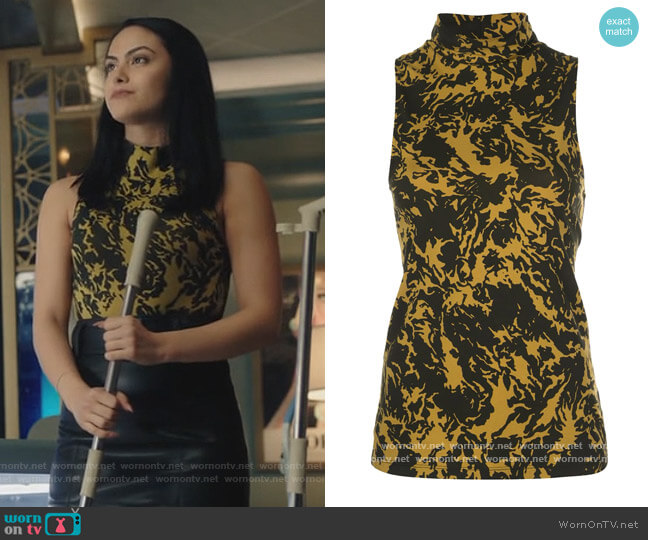 Shadow print mock neck tank top by Proenza Schouler worn by Veronica Lodge (Camila Mendes) on Riverdale