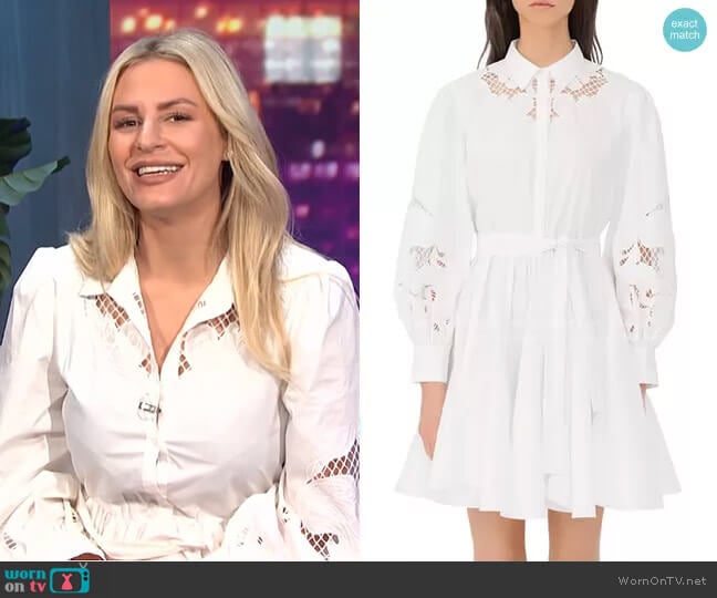 Rebello Cotton Lace Inset Shirt Dress by Maje worn by Morgan Stewart on E! News