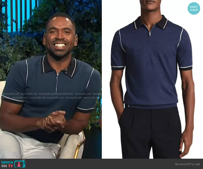 Regis Slim Fit Wool Blend Polo by Reiss worn by Justin Sylvester on E! News