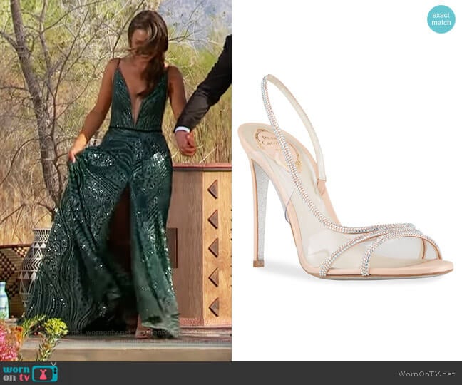 Strass Plexy Slingback Sandals by Rene Caovilla worn by Katie Thurston on The Bachelorette