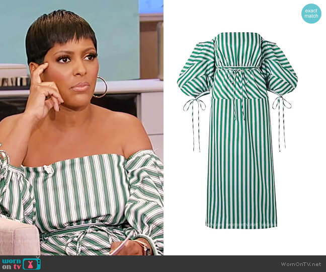 Knee-length dresses by Rosie Assoulin worn by Tamron Hall on Tamron Hall Show
