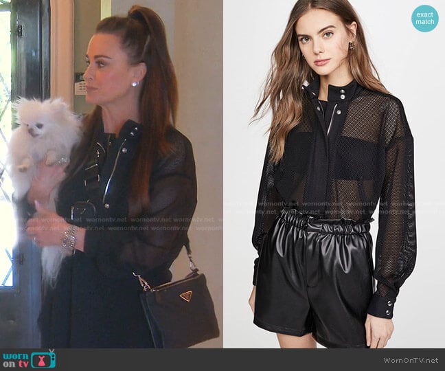 Josie Half-Zip Shirt by RtA worn by Kyle Richards on The Real Housewives of Beverly Hills