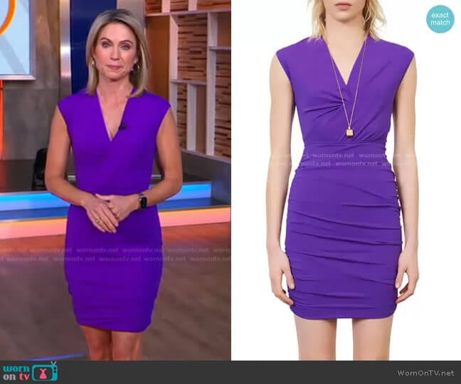 Ruched Body-Con Dress by Maje worn by Amy Robach on Good Morning America