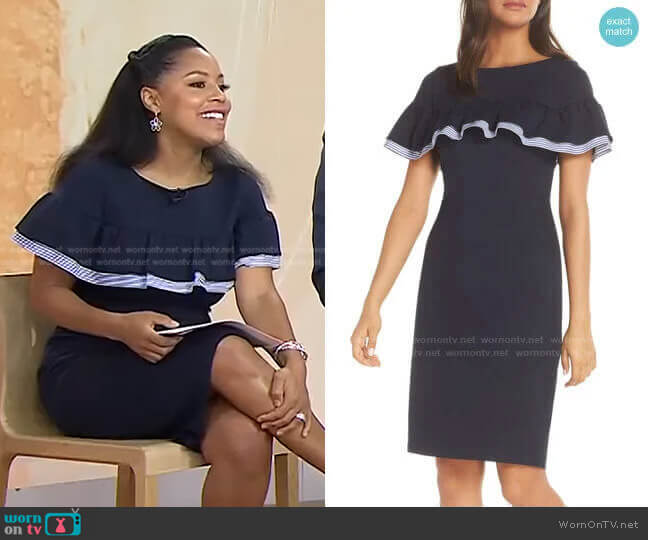 Ruffled Sheath Dress by Eliza J worn by Sheinelle Jones on Today