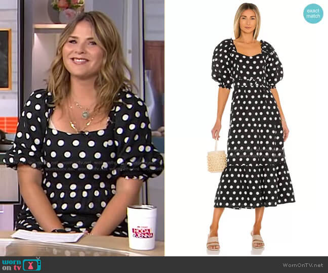 WornOnTV: Jenna’s black polka dot puff sleeve dress on Today | Jenna ...