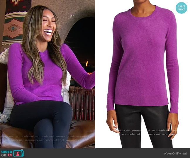 COLLECTION Cashmere Roundneck Sweater by Saks Fifth Avenue worn by Tayshia Adams on The Bachelorette