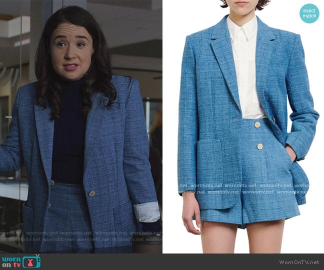 Double Breasted Blazer and Shorts by Sandro worn by Marissa Gold (Sarah Steele) on The Good Fight