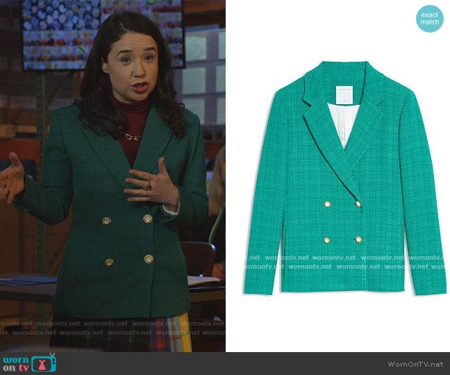 Jacy Tweed Double Breasted Blazer by Sandro worn by Marissa Gold (Sarah Steele) on The Good Fight